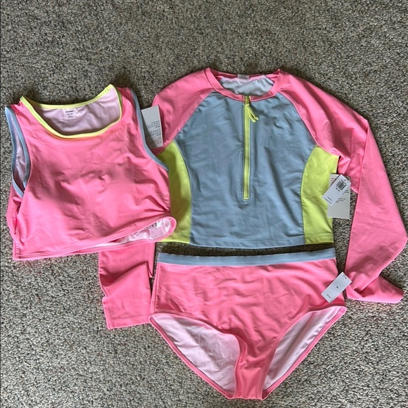 Old Navy Pink and Blue Bikini Swimwear - Picture 1 of 8